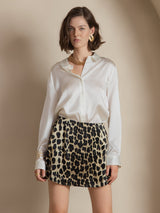 [أبيض] SilkSilky-SA Long Sleeve Lapel Collar بلايز نسائية 001