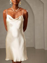 [أصفر فاتح] SilkSilky-SA Sleeveless Cowl Neck فساتين نسائية 005