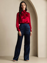 [خمر] SilkSilky-SA Long Sleeve High Neck بلوزة 008