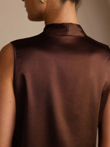 [شوكولاتة داكنة] SilkSilky-SA Sleeveless Tie Neck كامي 005