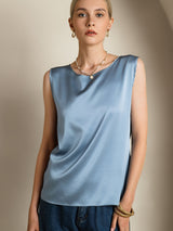 [أزرق رمادي] SilkSilky-SA Sleeveless Round Neck كامي 004