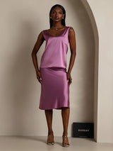 [الأرجواني الداكن] SilkSilky-SA Sleeveless V Neck كامي 005
