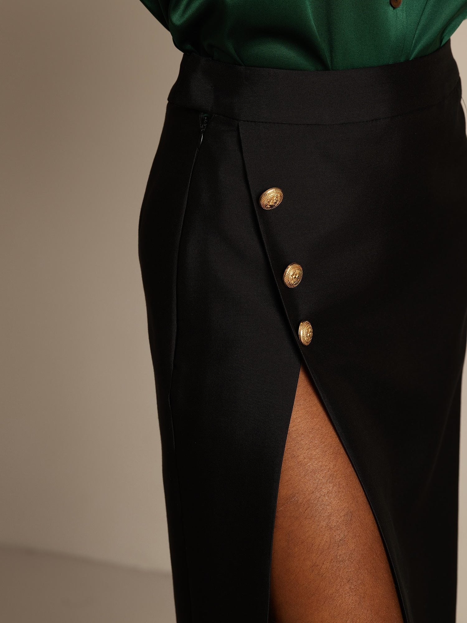 [أسود] SilkSilky-SA 32Momme الحرير Split تنانير نسائية 004,