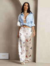 [فراشة بيضاء] SilkSilky-SA 19Momme الحرير Womens Pants 006