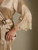 [شامبانيا] SilkSilky-SA 3/4 Sleeve رداء حمام نسائي 005