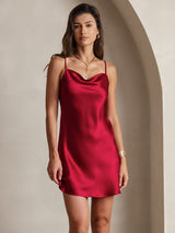 [خمر] SilkSilky-SA Sleeveless Cowl Neck فساتين نسائية 001