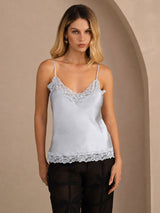 [أزرق رمادي] SilkSilky-SA Spaghetti Strap V Neck كامي 003