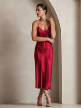 [خمر] SilkSilky-SA Sleeveless V Neck فساتين نسائية 006
