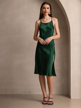 [أخضر غامق] SilkSilky-SA Sleeveless فساتين نسائية 006