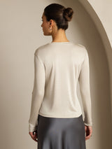 [رمادي] SilkSilky-SA Long Sleeve Crew Neck تي شيرت نسائية 002