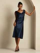 [أزرق غامق] SilkSilky-SA Sleeveless Cowl Neck فساتين نسائية 005