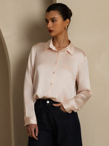 [وردي فاتح] SilkSilky-SA Long Sleeve Lapel Collar بلايز نسائية 008