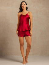 [خمر] SilkSilky-SA Sleeveless V Neck مجموعة قميص قصير 007