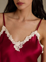 [خمر] SilkSilky-SA Sleeveless V Neck مجموعة قميص قصير 004