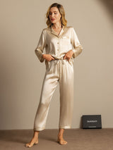 [شامبانيا] SilkSilky-SA Long Sleeve Lapel Collar طقم بيجامة نسائي 003