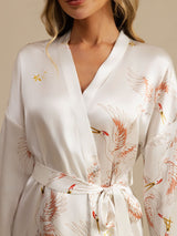[أبيض] SilkSilky-SA 3/4 Sleeve رداء حمام نسائي 005