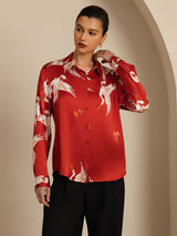 [خمر] SilkSilky-SA Long Sleeve Lapel Collar بلايز نسائية 001