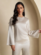 [رمادي فاتح] SilkSilky-SA Long Sleeve Boat Neck بلوزة 001