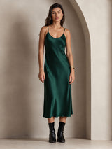 [أخضر غامق] SilkSilky-SA Sleeveless V Neck باس النوم 001