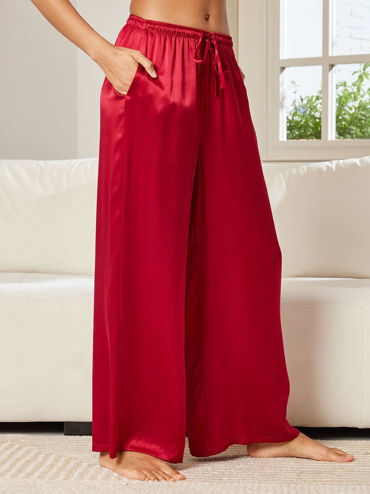 SilkSilky-SA-الحرير-الخالص-Womens-Pants-خمر-003