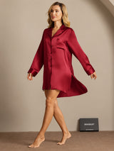 [خمر] SilkSilky-SA Long Sleeve Lapel Collar باس النوم 008