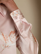 [لون القرنفل] SilkSilky-SA Long Sleeve Lapel Collar بلايز نسائية 002