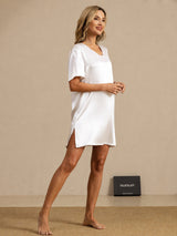 [أبيض] SilkSilky-SA Half Sleeve V Neck باس النوم 006