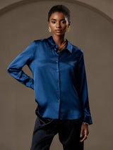 [المياه الخضراء] SilkSilky-SA Long Sleeve Lapel Collar بلايز نسائية 001