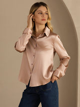 [توسكانا] SilkSilky-SA Long Sleeve Lapel Collar بلايز نسائية 004