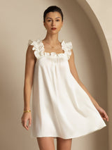 [أبيض] SilkSilky-SA Sleeveless Square Neck باس النوم 001