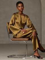 [بني] SilkSilky-SA Long Sleeve Boat Neck بلوزة 007