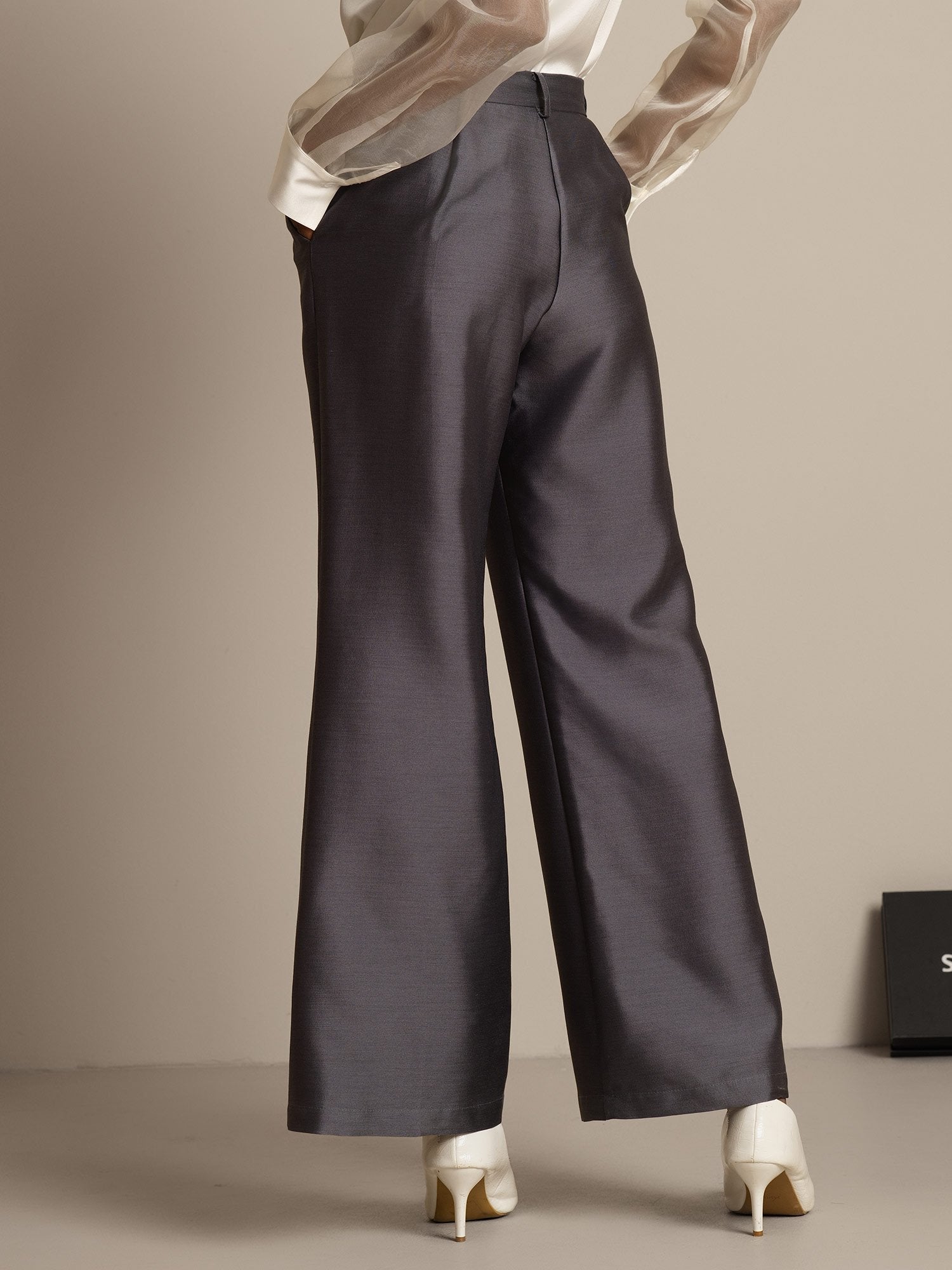 [رمادي] SilkSilky-SA 32Momme الحرير Womens Pants 002,