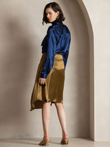 [أزرق غامق] SilkSilky-SA Long Sleeve High Neck بلوزة 004