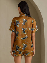 [أسد بني] SilkSilky-SA Short Sleeve Notch Collar طقم بيجامة نسائي 002