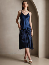 [أزرق غامق] SilkSilky-SA Spaghetti Strap V Neck كامي 003