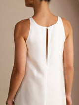 [أبيض] SilkSilky-SA Sleeveless Crew Neck فساتين نسائية 004