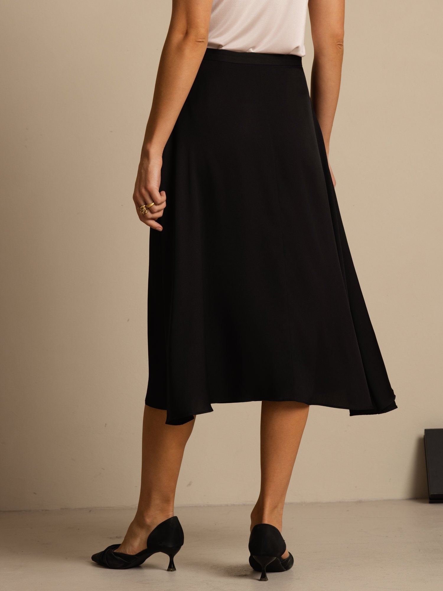 [أسود] SilkSilky-SA 19Momme الحرير Skirt 002