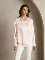 [وردي فاتح] SilkSilky-SA Long Sleeve Lapel Collar بلايز نسائية 001