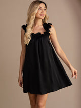 [أسود] SilkSilky-SA Sleeveless Square Neck باس النوم 001