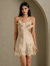 [شامبانيا] SilkSilky-SA Sleeveless V Neck باس النوم 003