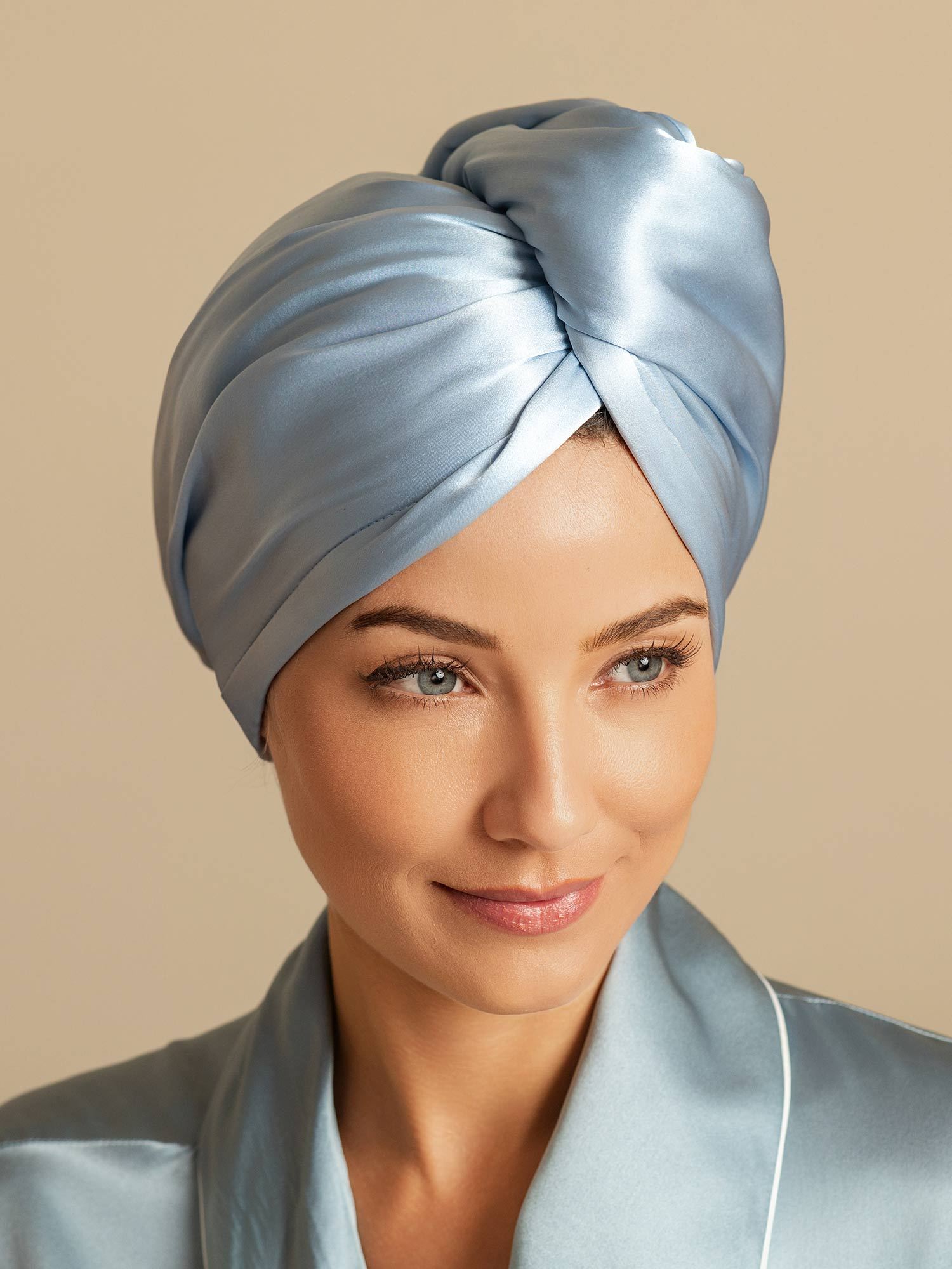 [السماء الزرقاء] SilkSilky-SA الحرير الخالص Wrap عمامة شعر 003,