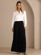 [أبيض] SilkSilky-SA Long Sleeve Split بلوزات نسائية 006