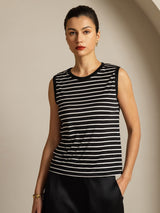[شريط أسود] SilkSilky-SA Sleeveless Round Neck كامي 001
