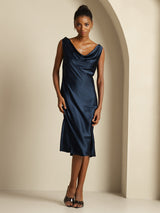 [أزرق غامق] SilkSilky-SA Sleeveless Cowl Neck فساتين نسائية 006