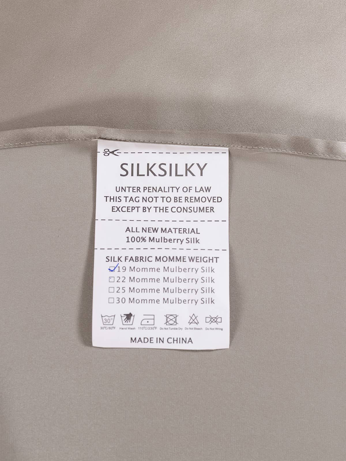 SilkSilky SA 22Momme الحرير الخالص Bedding Set رمادي 005