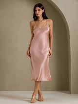 [توسكانا] SilkSilky-SA Sleeveless V Neck فساتين نسائية 001