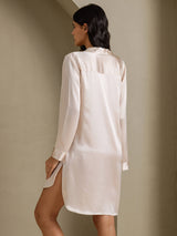 [اللون البيج] SilkSilky-SA Long Sleeve Lapel Collar باس النوم 002
