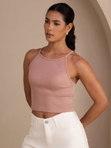 [لون القرنفل] SilkSilky-SA Sleeveless Crew Neck كامي 003