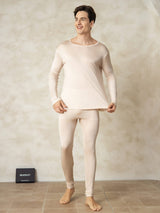 [تان (بني فاتح)] SilkSilky-SA Long Sleeve Round Neck ملابس داخلية طويلة للرجال 003
