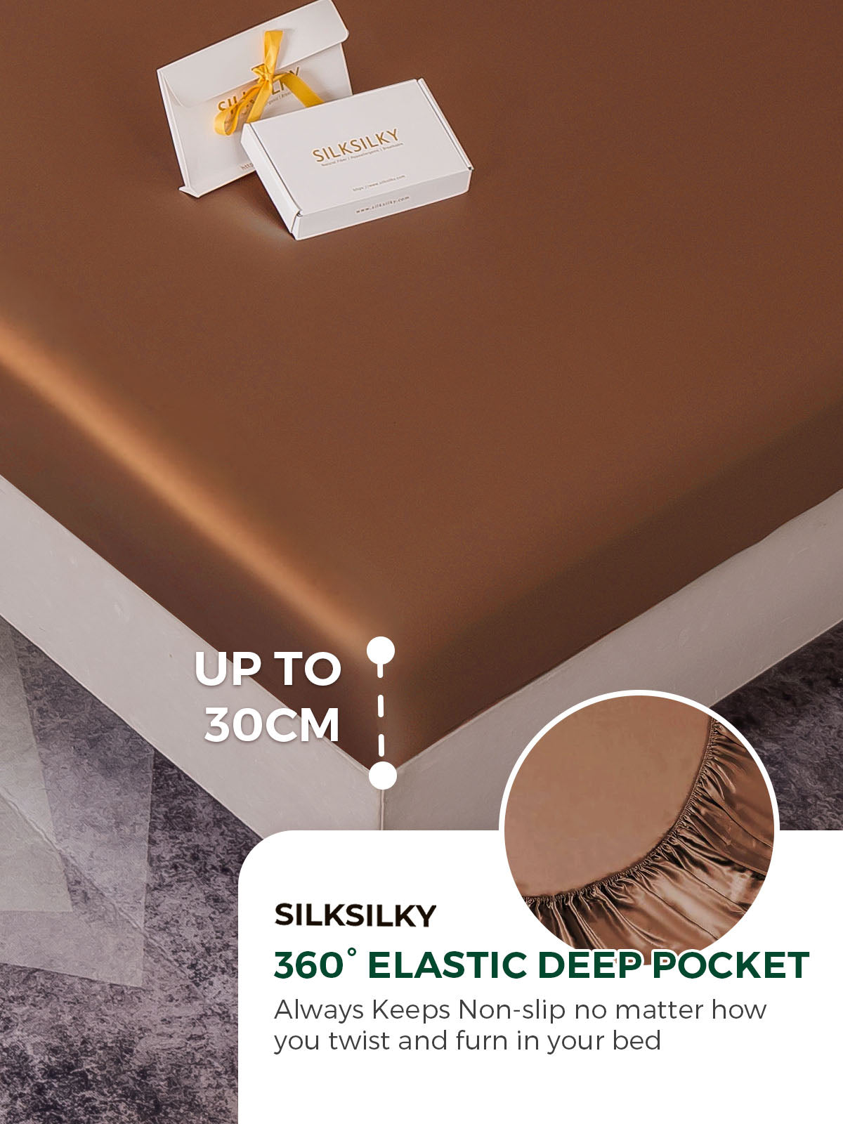 [قهوة] SilkSilky-SA 19Momme Pure Silk Bedding Set 004